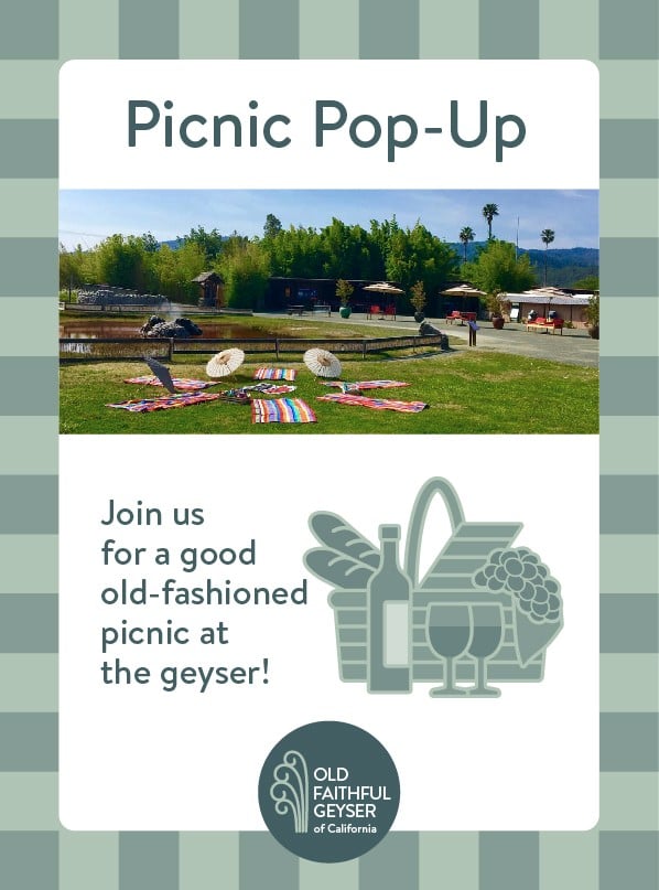 Picnic Pop-Up — join us for a good old-fashioned picnic at the geyser